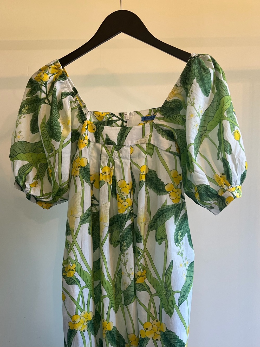 J. McLaughlin White, Green, and Yellow Gauzy, Cotton Dress